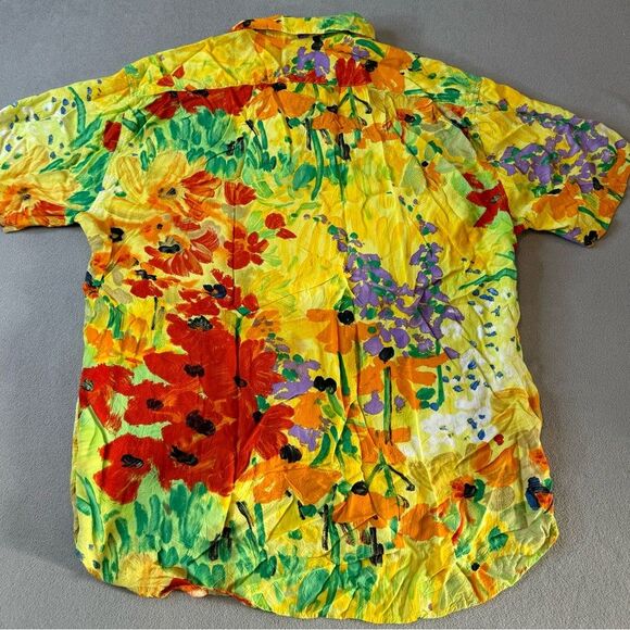Jams World Button Up Top Multi Color Floral Short Sleeve Blouse size M - Picture 2 of 16